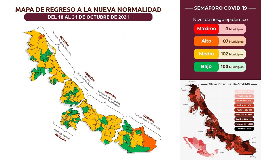 Imagen Hay 103 municipios de Veracruz en semáforo verde de COVID-19; checa el tuyo