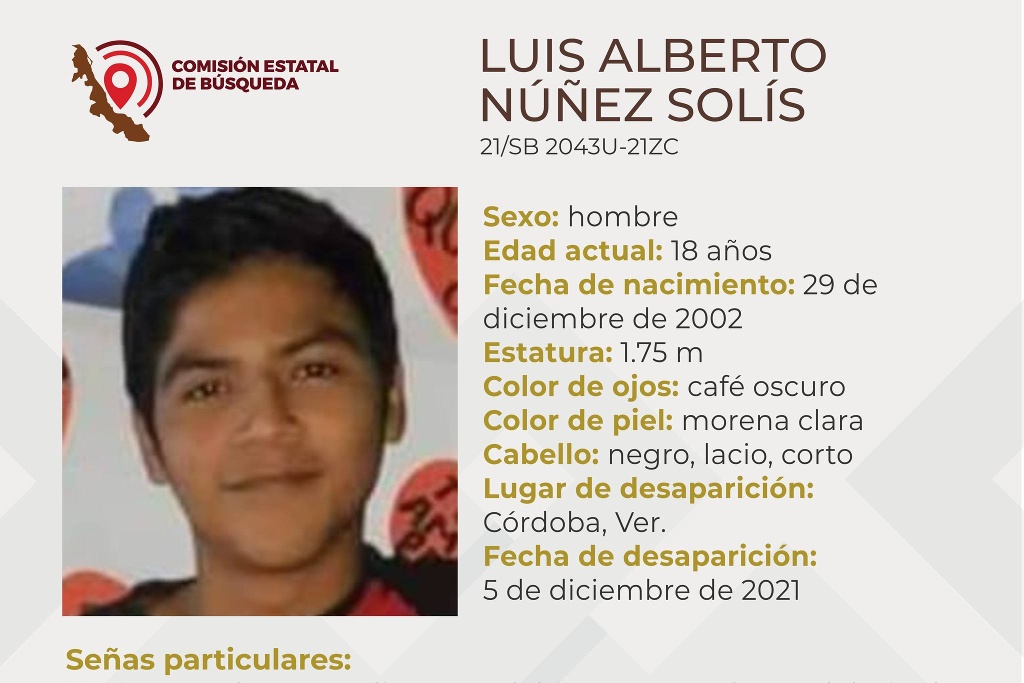 Imagen Desaparece joven de 18 años en el municipio de Córdoba 
