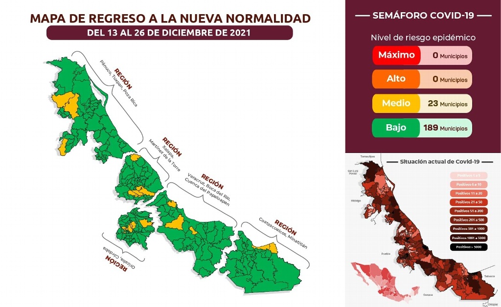 Imagen Hay 189 municipios de Veracruz en semáforo verde de COVID-19; checa el tuyo