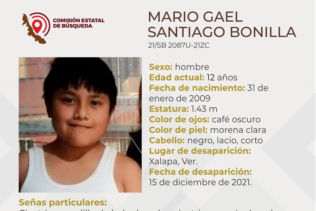 Imagen Desaparece niño de 12 años en Xalapa 