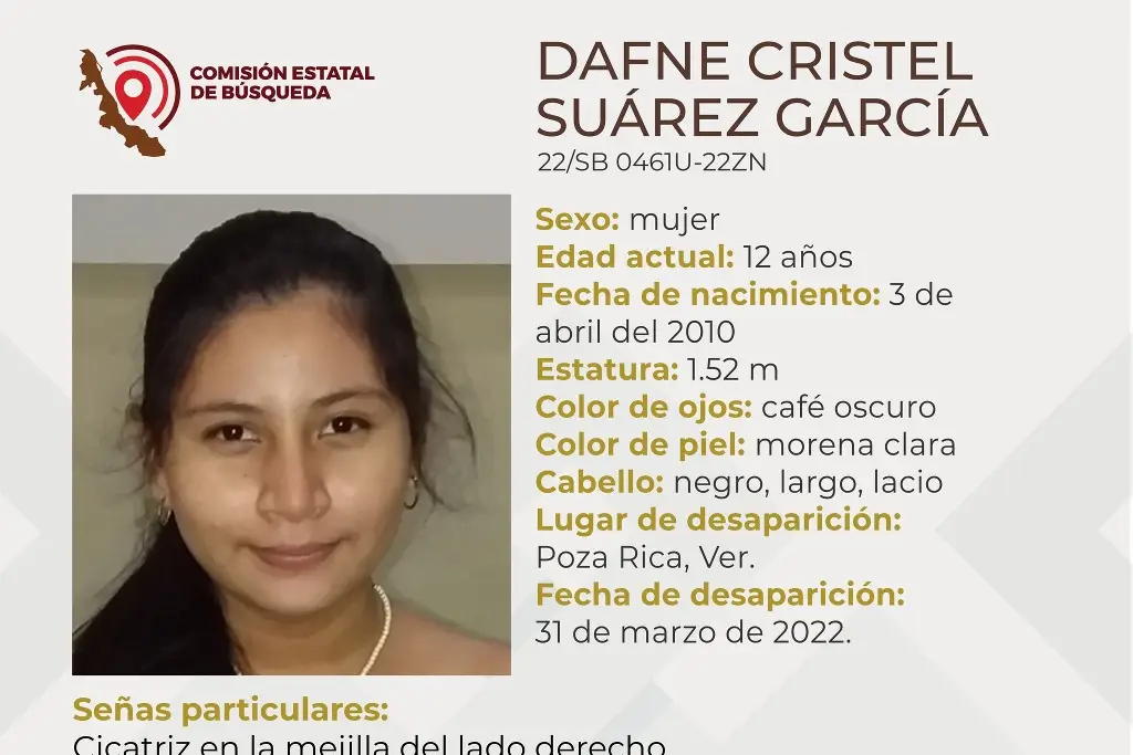 Imagen Desaparece niña de 12 años en Poza Rica, Veracruz 