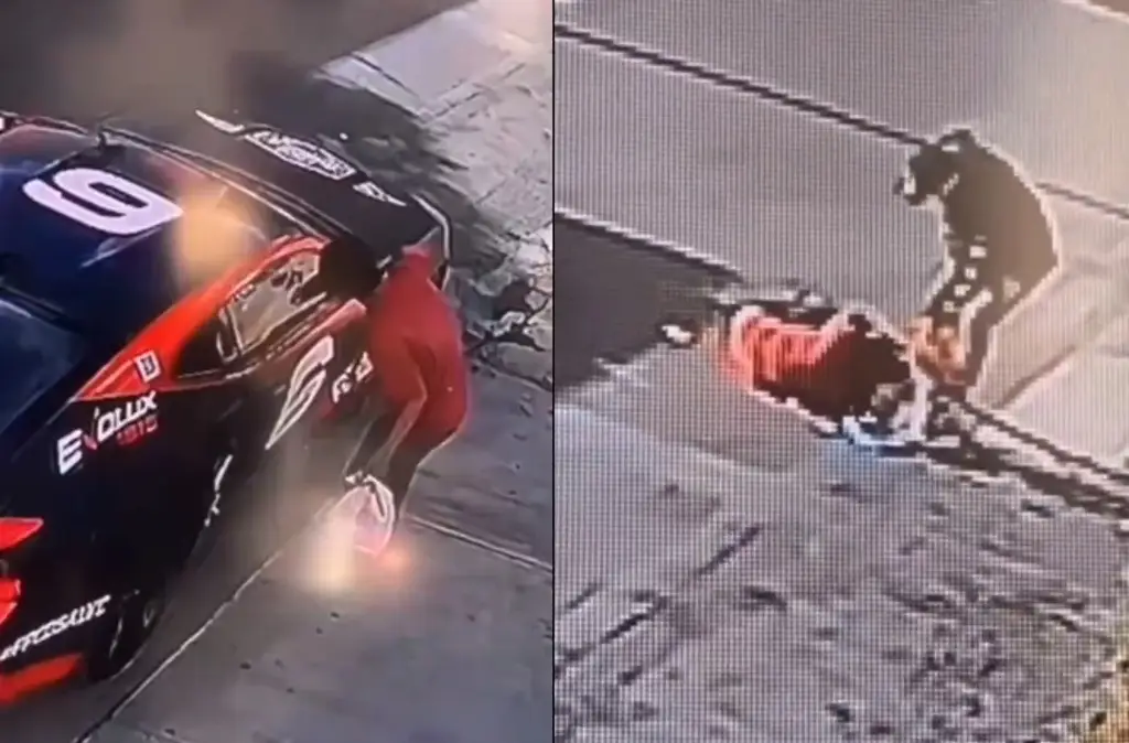 Imagen Hombre grafitea auto de reconocido luchador mexicano y termina golpeado (+video)