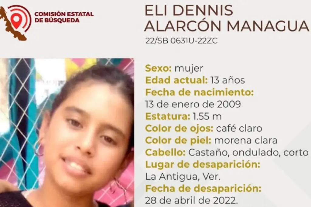 Imagen Buscan a niña de 13 años desaparecida en La Antigua, Veracruz