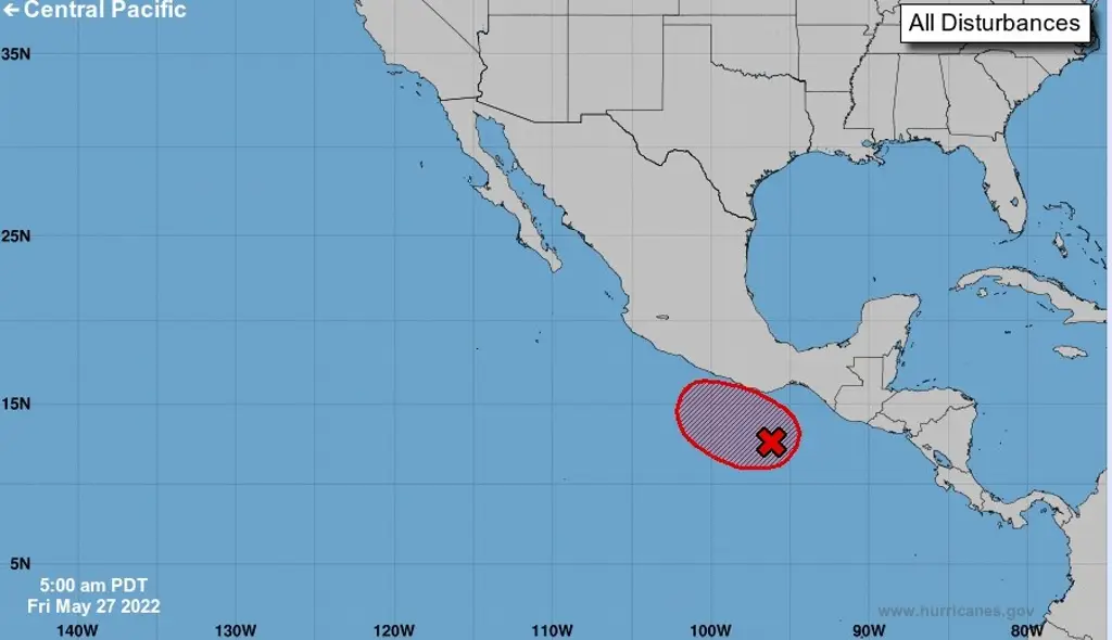 Imagen Disturbio 91E con 90% de probabilidad para evolucionar a ciclón tropical