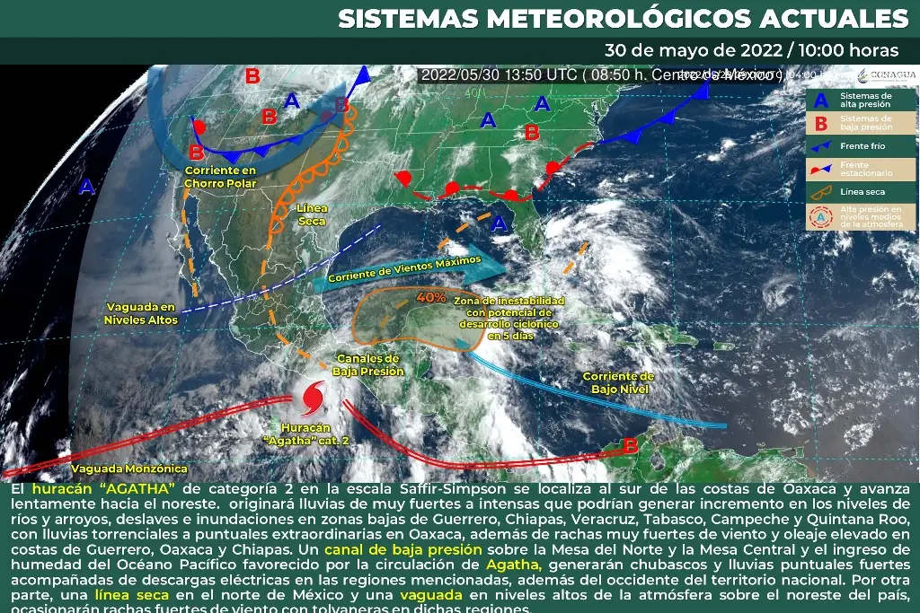 Imagen San Andrés Tuxtla en alerta por lluvias que dejará el huracán Agatha 