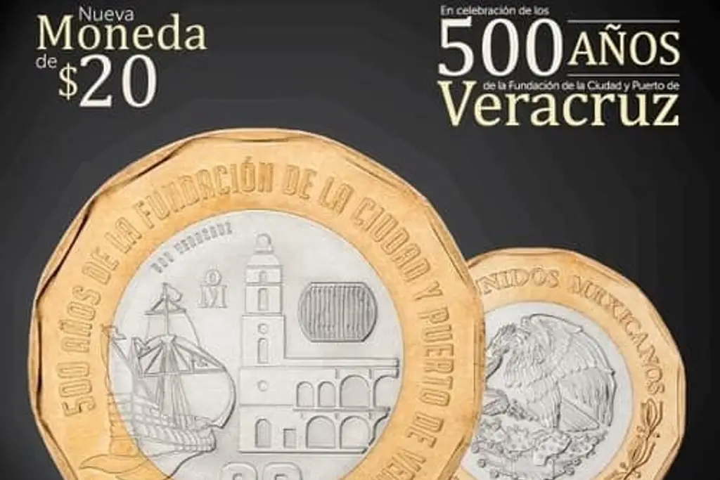 Imagen Ganan premio internacional monedas de 20 pesos; entre ellas la de los 500 años de Veracruz