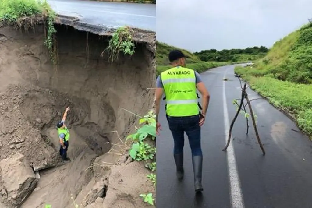 Imagen Impactante socavón en libramiento de Antón Lizardo