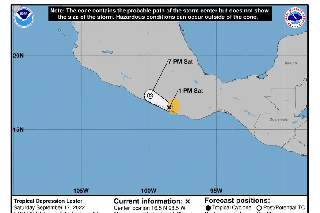Imagen 'Lester' toca tierra como depresión tropical en costas de Guerrero 