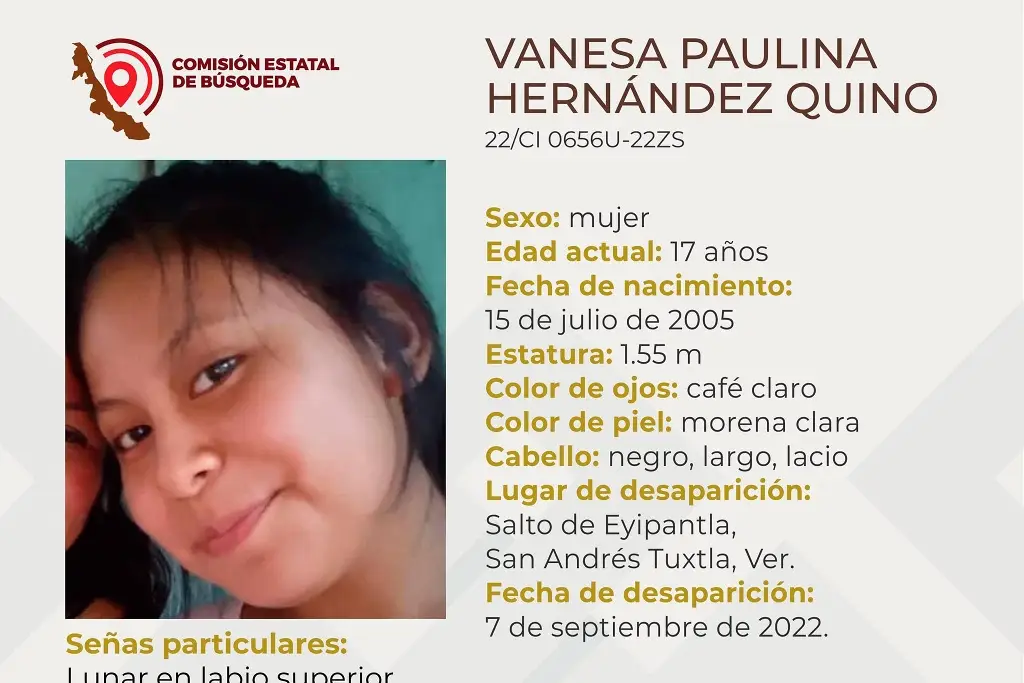 Imagen Desaparece menor de edad en San Andrés Tuxtla, Veracruz 