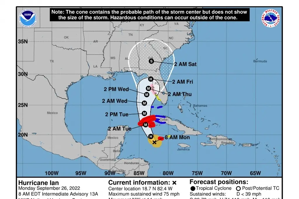 Imagen Ian se convierte en huracán y avanza hacia Cuba y Florida