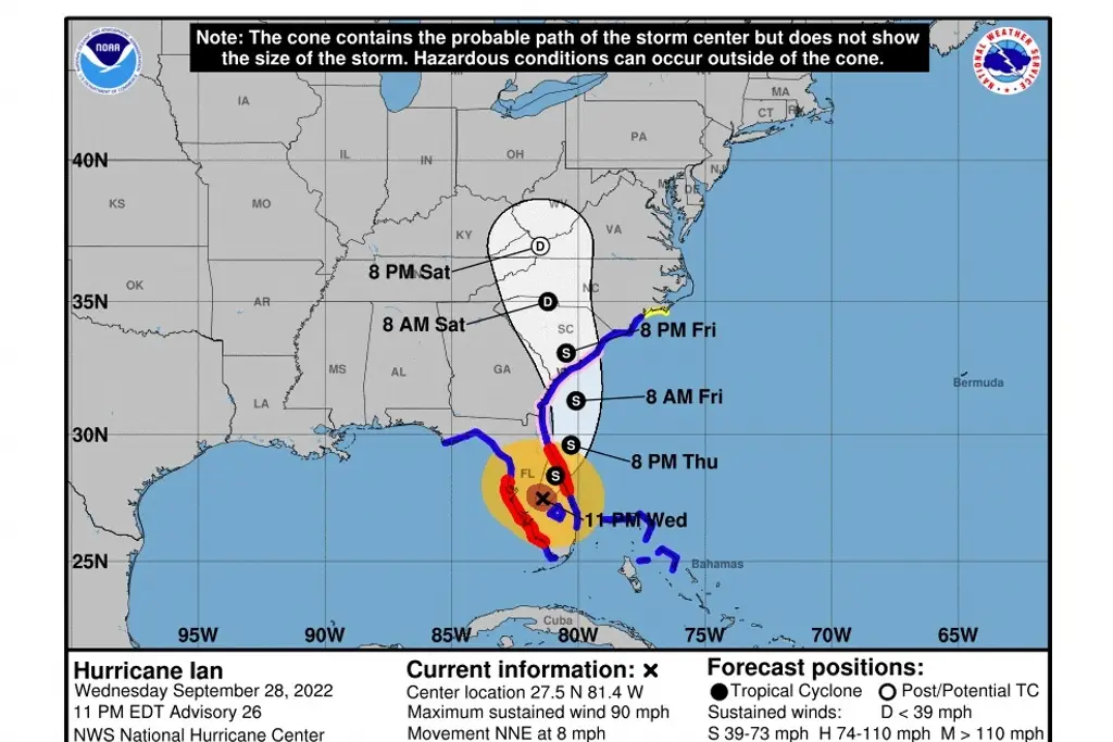 Imagen ‘Ian’ se degrada a huracán de categoría 2 en Florida