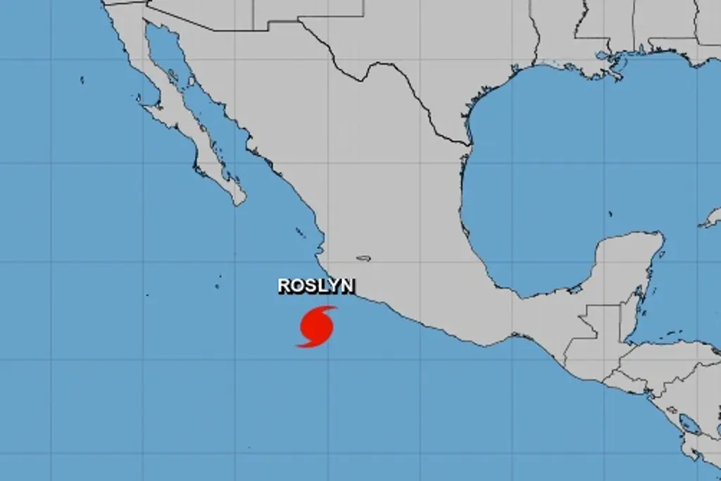 Imagen Roslyn se intensifica a huracán categoría 1 frente a costas de México