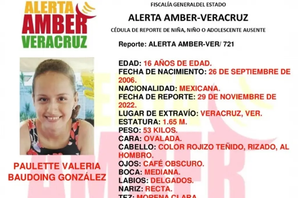 Imagen Emiten Alerta Amber por desaparición de adolescente en Veracruz