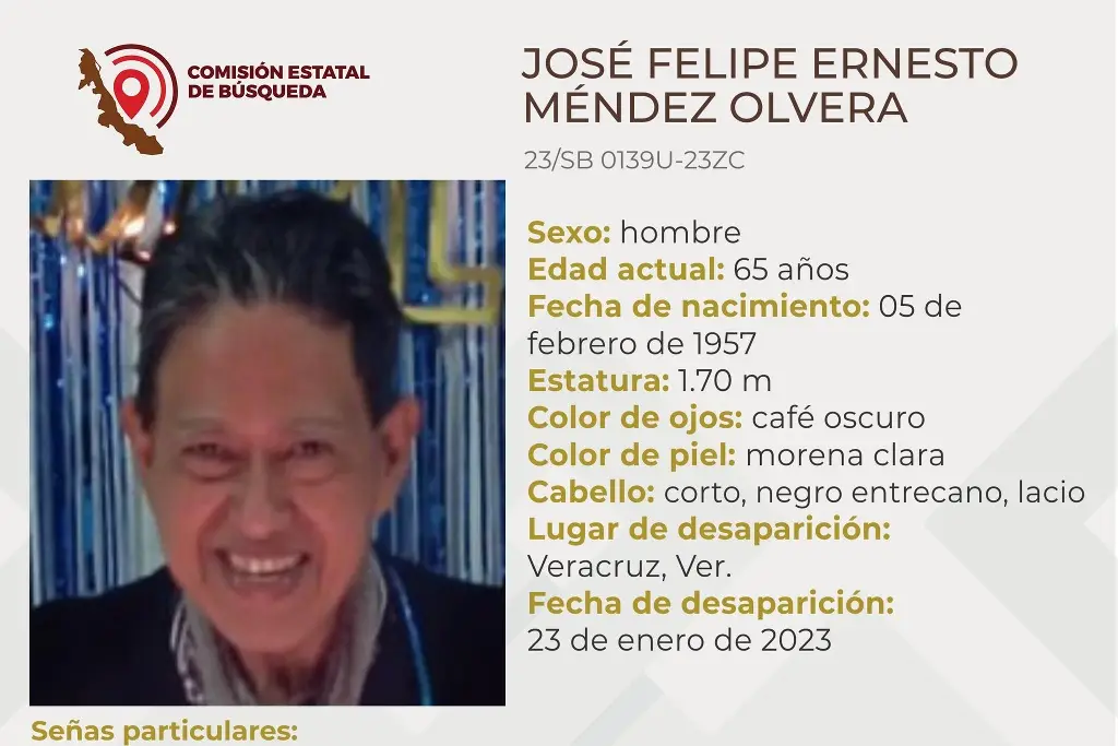 Imagen Piden ayuda para localizar a hombre de la tercera edad desaparecido en el puerto de Veracruz