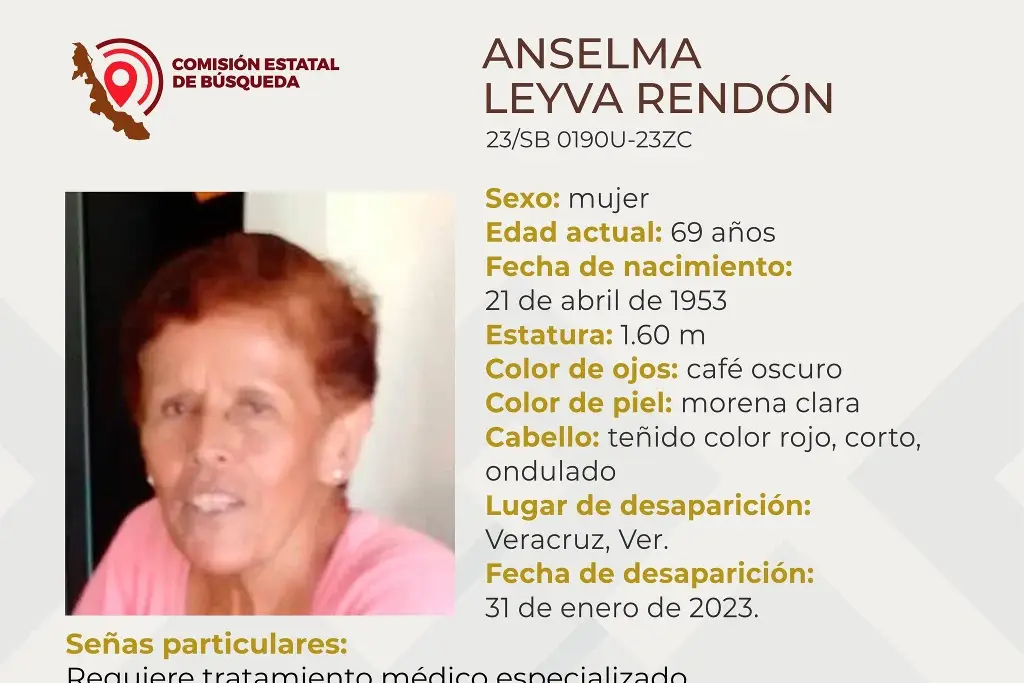 Imagen Ella es Anselma, tiene 69 años y desapareció en el puerto de Veracruz 