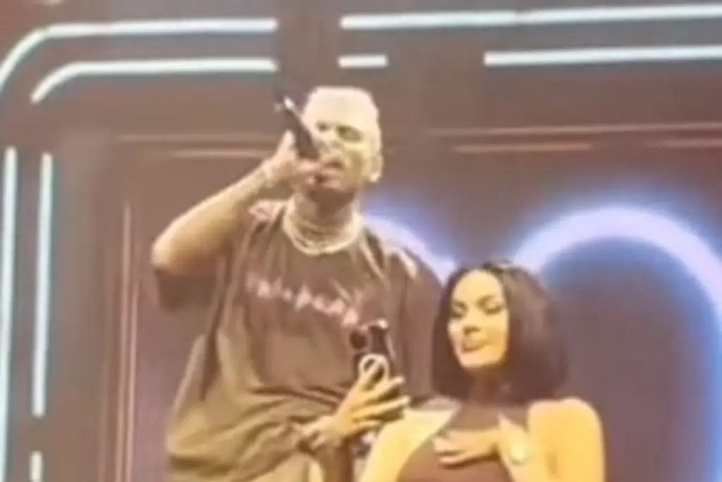 Imagen Mujer ignora a Chris Brown en concierto y le avienta su celular 