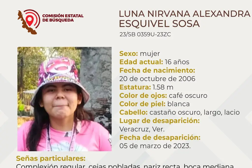 Imagen Ayuda a localizar a Luna Nirvana, desapareció en Dorado Real, Veracruz