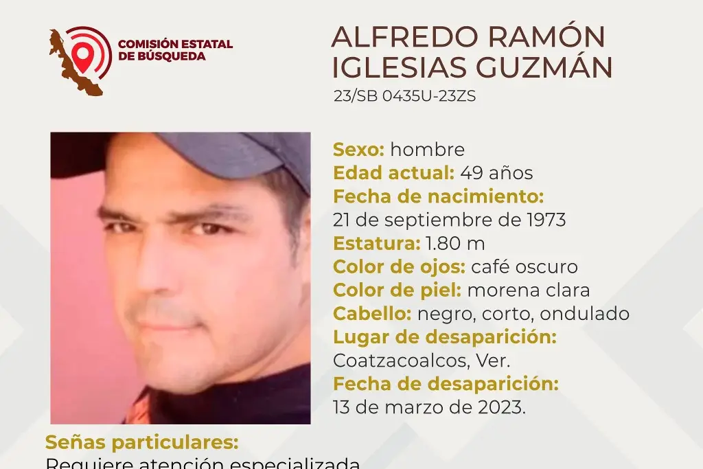 Imagen Piden ayuda para localizar a hombre desaparecido al sur de Veracruz