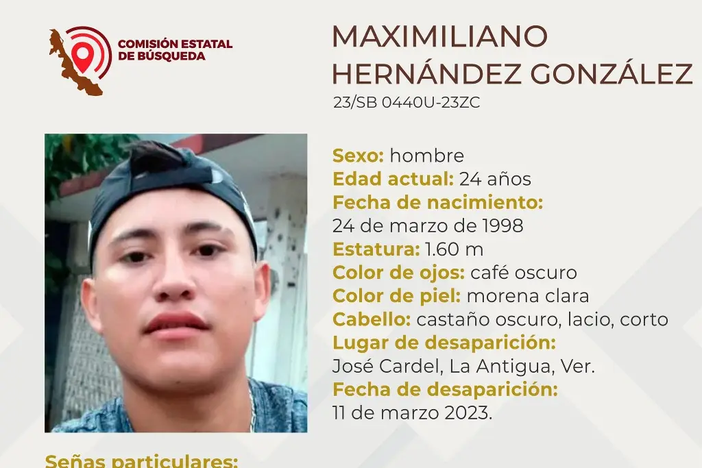 Imagen Piden ayuda para localizar a joven desaparecido en La Antigua, Veracruz 