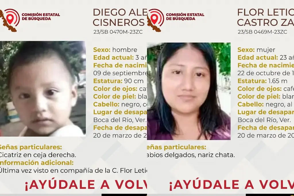 Imagen Buscan a madre e hijo desaparecidos en Boca del Río