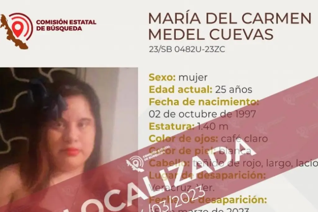 Imagen Localizan a María del Carmen, reportada como desaparecida en Veracruz