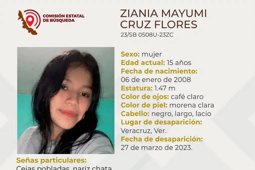Imagen Ella es Ziania, tiene 15 años de edad y desapareció en el puerto de Veracruz 