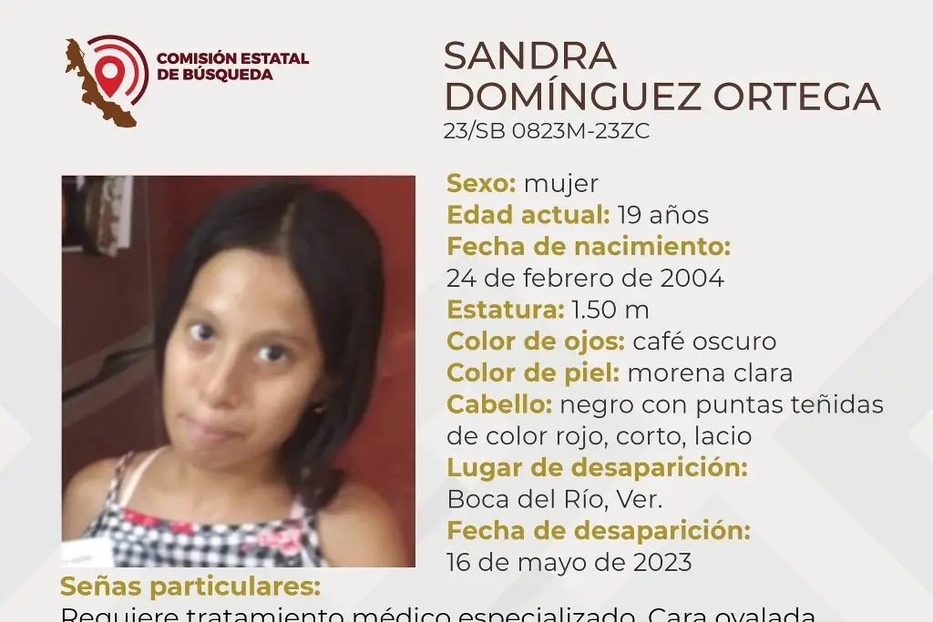 Imagen Ella es Sandra, tiene 19 años y desapareció en Boca del Río 