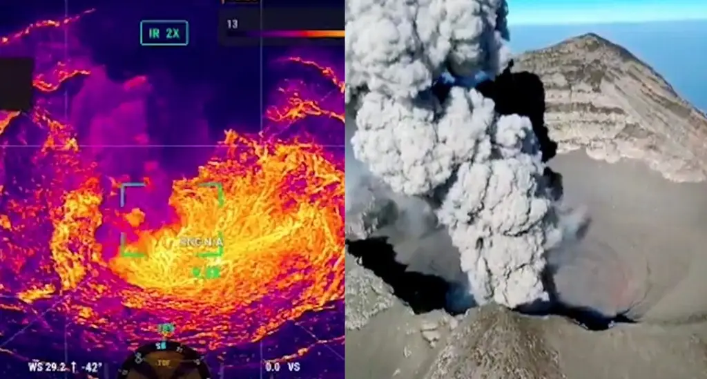 Imagen Dron capta a detalle la actividad del volcán Popocatépetl (+Video)