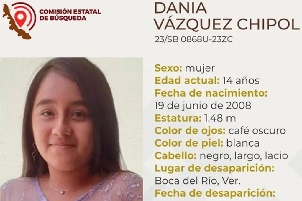 Imagen Buscan a adolescente desaparecida en Boca del Río, Veracruz