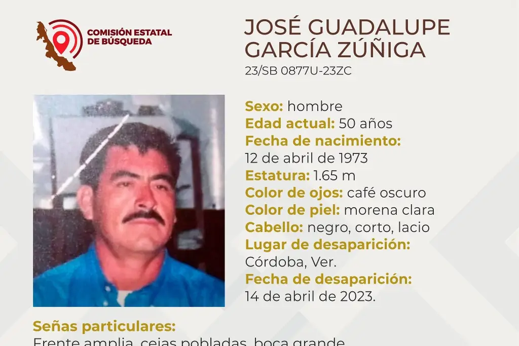 Imagen Piden ayuda para encontrar a hombre desaparecido en Córdoba, Veracruz 