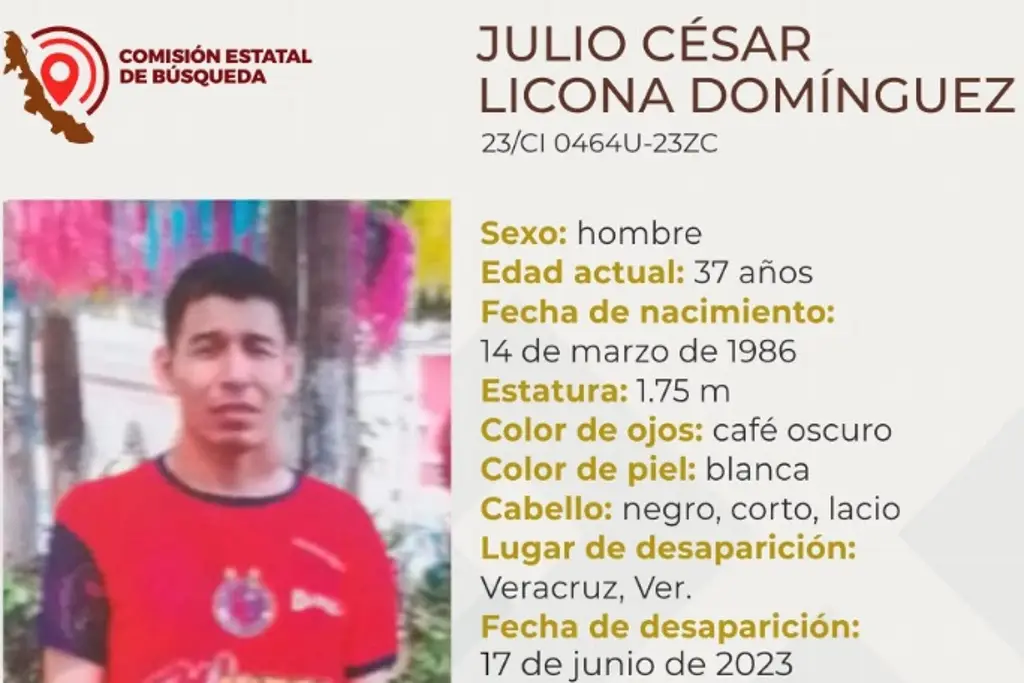 Imagen Buscan a Julio César, desaparecido en la ciudad de Veracruz