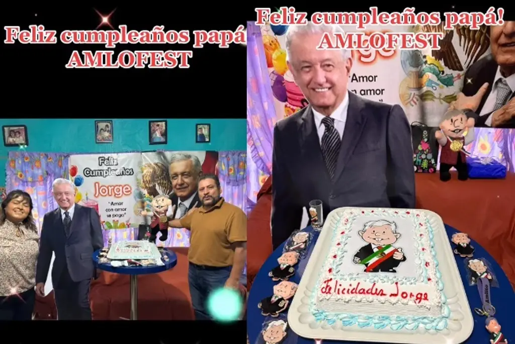 Imagen Hombre celebra su cumpleaños con temática de AMLO