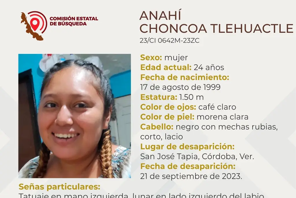 Imagen Desaparece joven mujer en Córdoba, Veracruz 