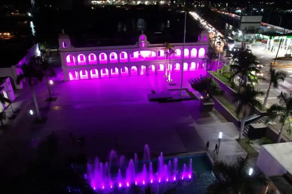 Imagen Iluminan de rosa palacio municipal de Boca del Río, Veracruz 