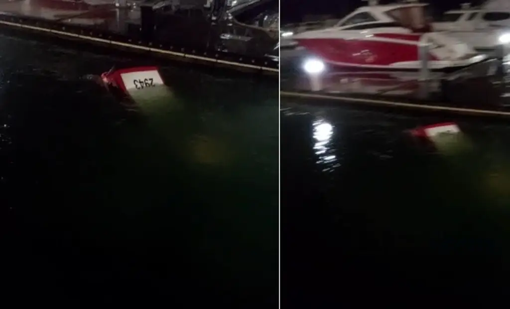 Imagen Taxi cae al mar en Veracruz (Video)