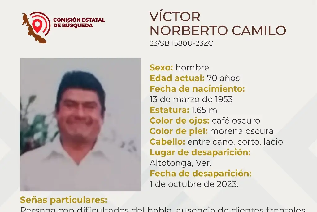 Imagen Desaparece hombre de la tercera edad en Altotonga, Veracruz