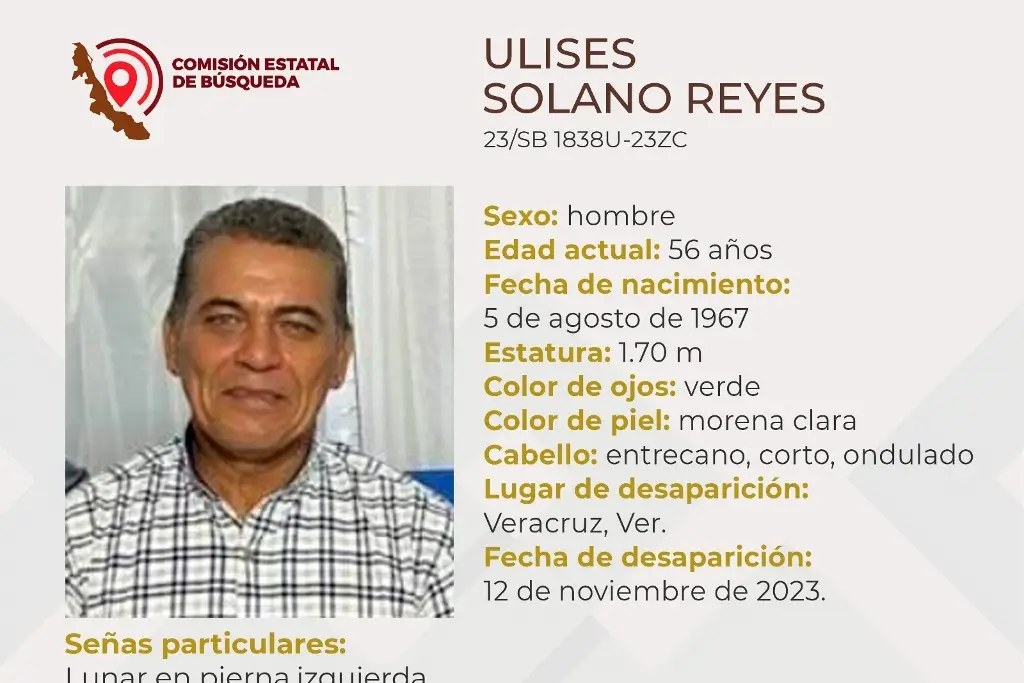 Imagen Él es Ulises, tiene 56 años y desapareció en el puerto de Veracruz 