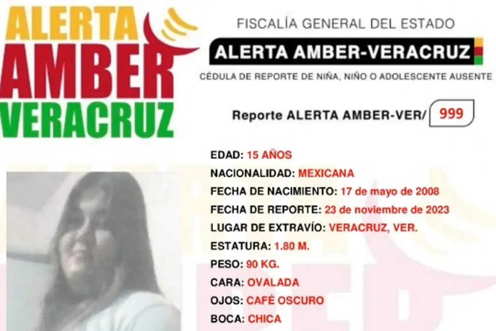 Imagen Emiten Alerta Amber por desaparición de quinceañera en Veracruz