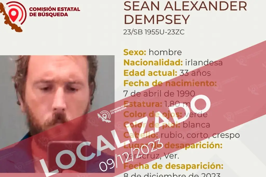 Imagen Localizan a irlandés que había desaparecido en Veracruz 