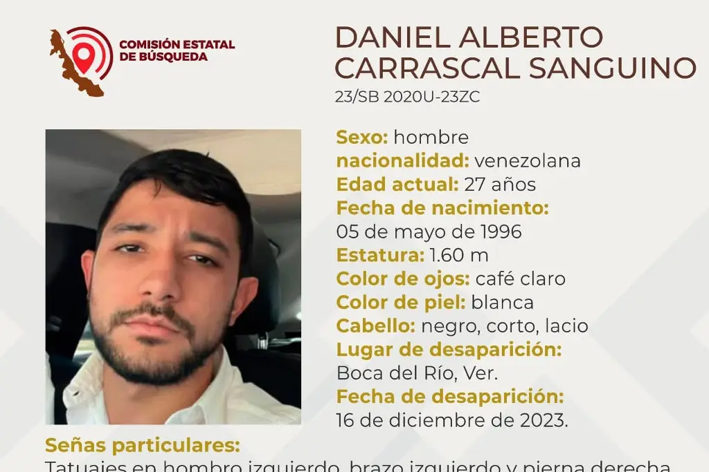 Imagen Desaparece joven originario de Venezuela en Boca del Río 