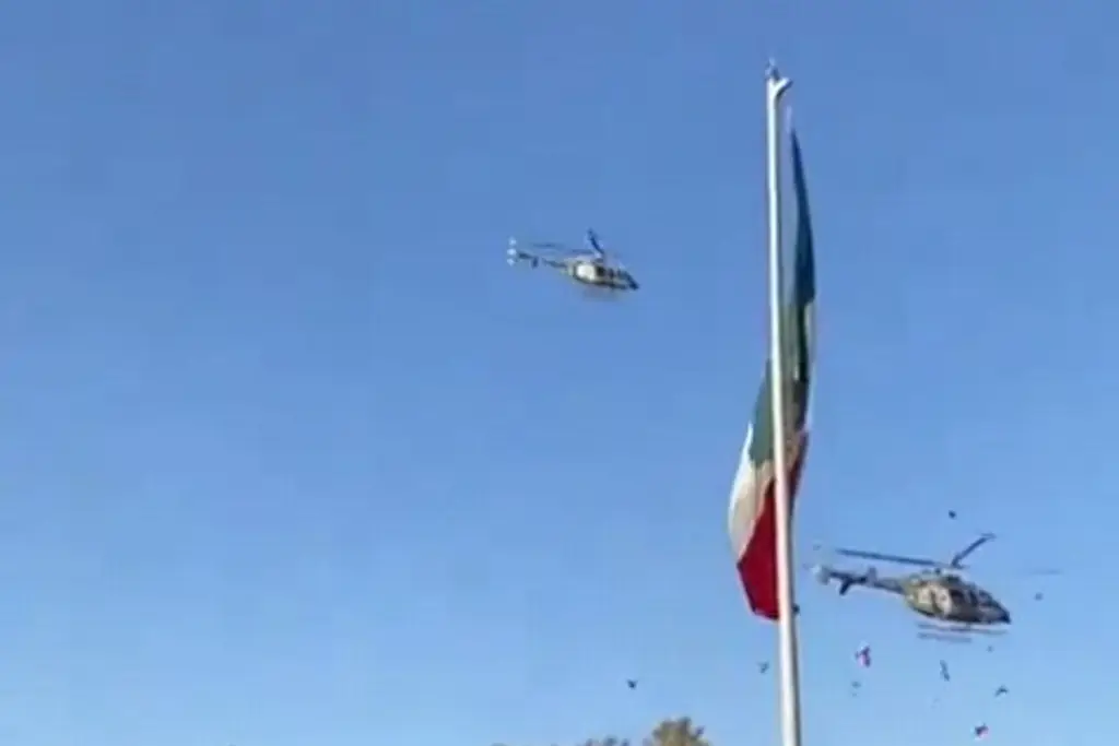 Imagen Accidentalmente, helicóptero militar corta la Bandera de México (+Video)