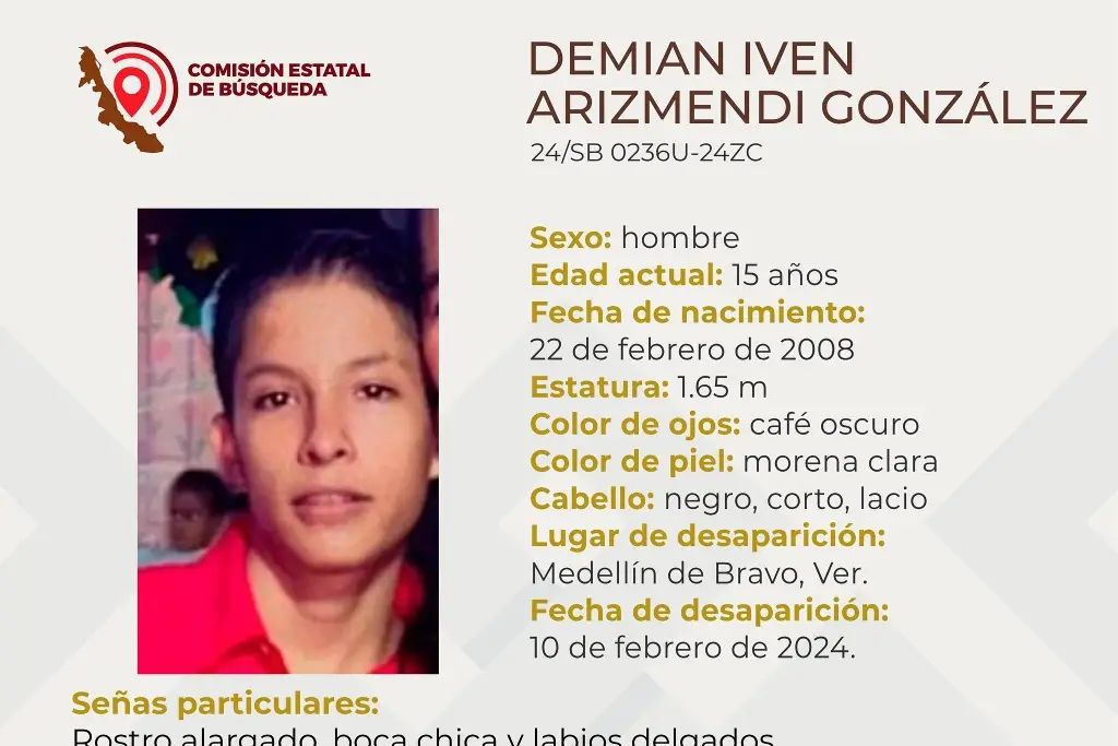 Imagen Menor de edad desaparece en Medellín de Bravo 