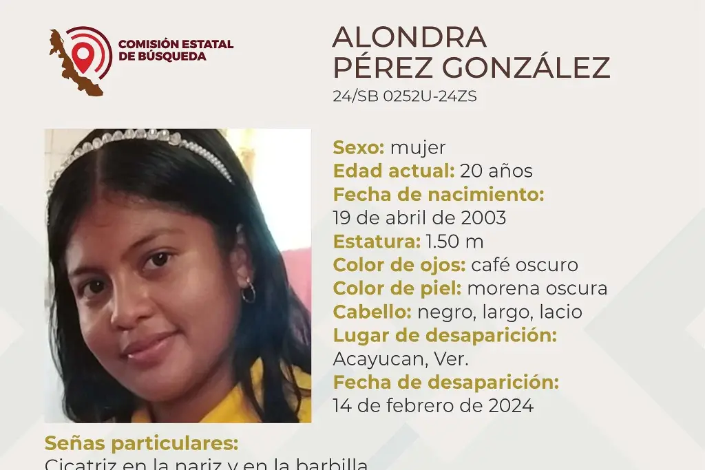 Imagen Ella es Alondra, tiene 20 años y desapareció al sur de Veracruz 