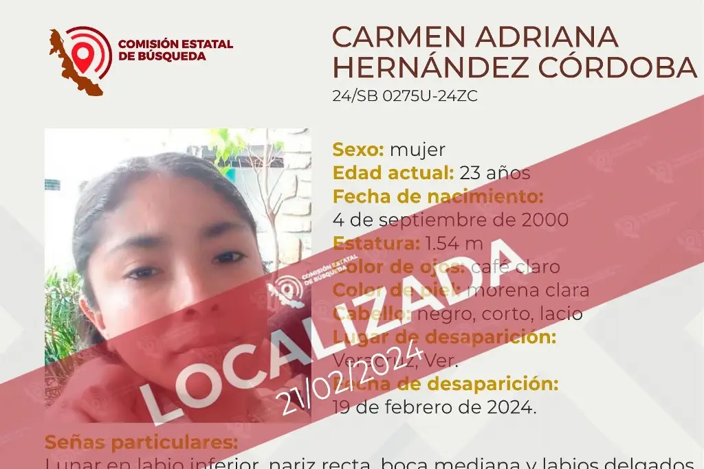 Imagen Localizan a joven mujer reportada como desaparecida en el puerto de Veracruz 