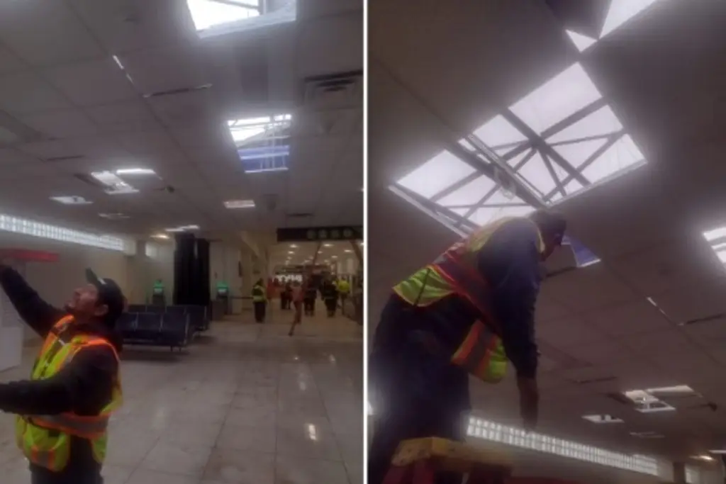 Imagen Vientos derriban parte del techo de aeropuerto de Mexicali; suspenden operaciones