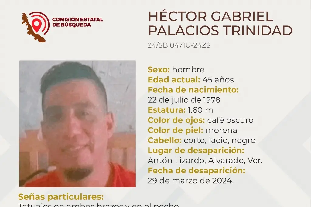 Imagen Él es Héctor, tiene 45 años y desapareció en Alvarado, Veracruz 