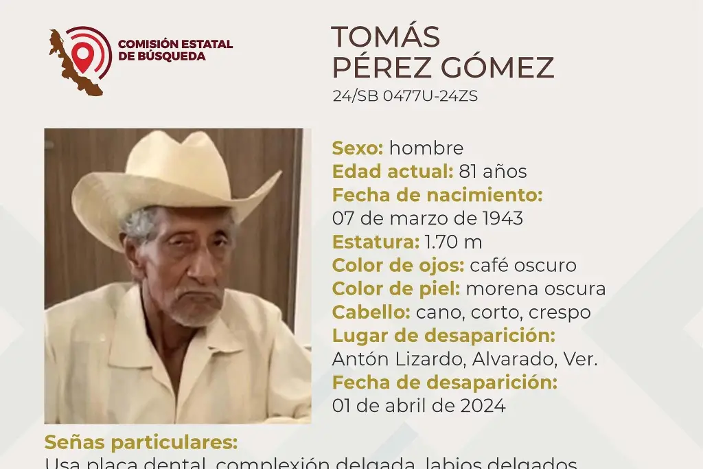 Imagen Hombre de 81 años desaparece en Alvarado, Veracruz; aquí sus características 