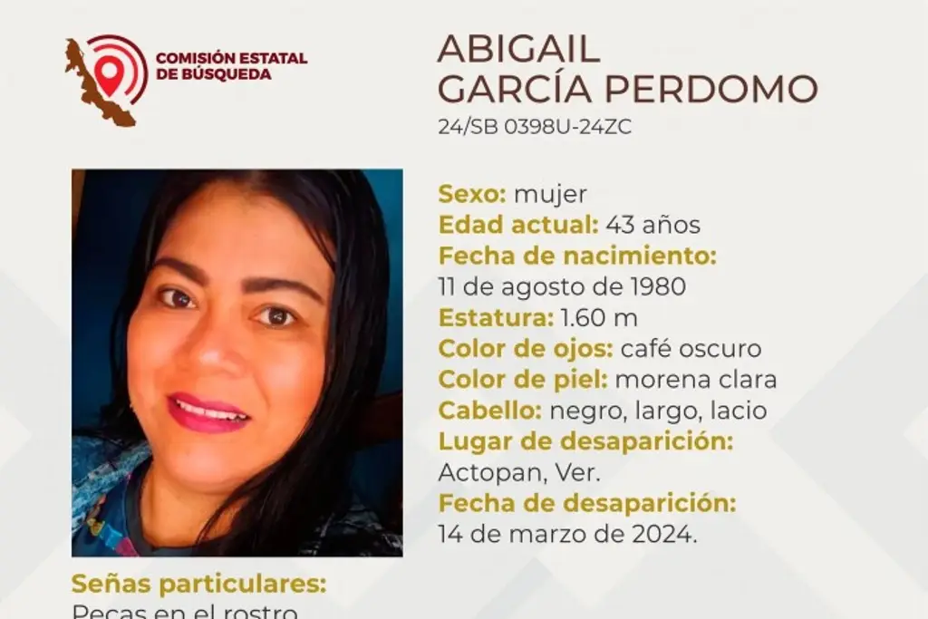 Imagen Abigail desapareció hace más de 20 días y su familia la busca sin ayuda oficial