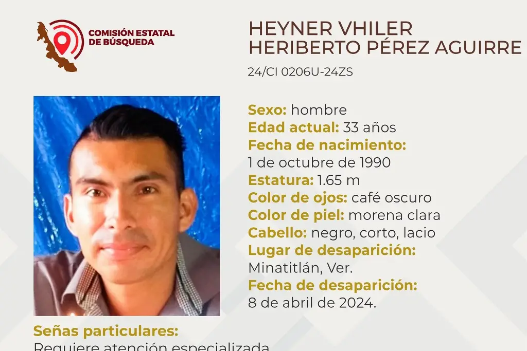 Imagen Hombre desaparece al sur de Veracruz; aquí sus características 