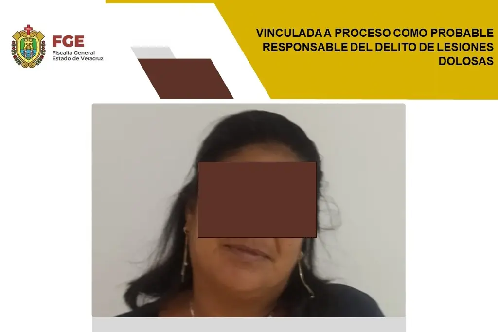 Imagen La vinculan a proceso por el delito de lesiones dolosas al sur de Veracruz 